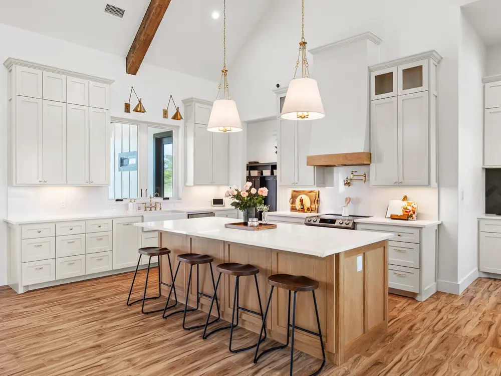 Kitchen with beamed ceiling